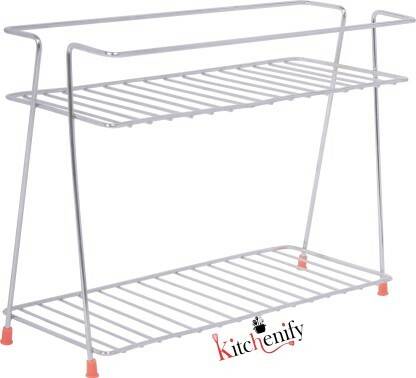 Kitchenify Stainless Steel Spice Rack Storage Rack for Kitchen Storage Shelf Rack Stand Stainless Steel Wall Shelf