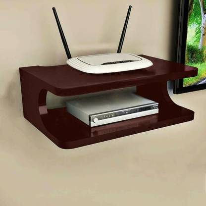 OFIXO Setup Box Stand for Home | Wall Mount Stylish WiFi Router Holder TV Cabinet Wooden Wall Shelf