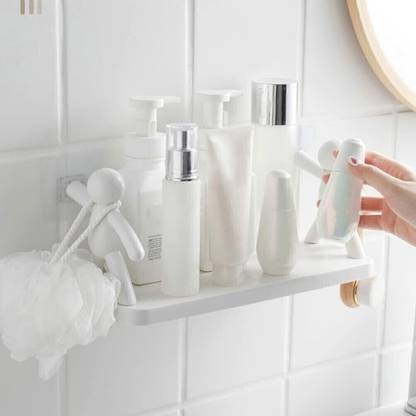 SJK Self Adhesive Multi-Purpose Wall Hanging Humanoid floating Shelf 3542 Plastic Wall Shelf
