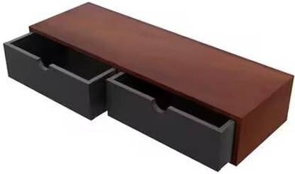 KHUSUBHDECOR Wooden Wall Hanigng Shelves for 2 Sliding Drawer (Black Brown) MDF (Medium Density Fiber) Wall Shelf