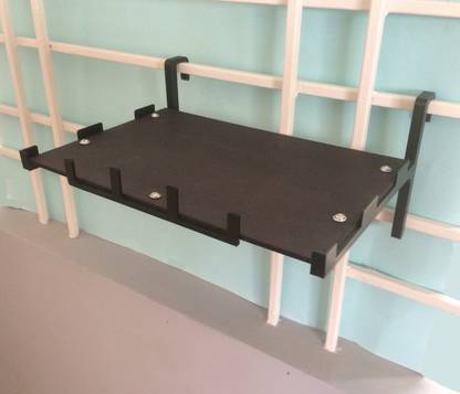 makerV Window rail mount Wifi-Router stand, Mobile holder shelf, TV Set top box stand, Wireless router Window stand, Accessories rack: No screws to wall: Black Plastic, MDF (Medium Density Fiber) Wall Shelf