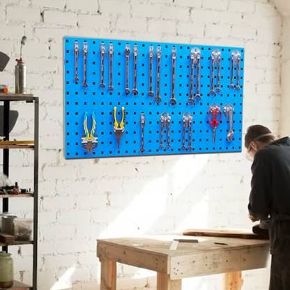 Cheston Metal Pegboard Wall Mount Tool Organiser with 19 Hooks & Accessories for Garage Steel Wall Shelf
