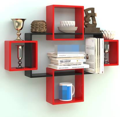 wall1ders Rectangular Cube Wall Shelves for living room and bedroom Books,Trophy,Cup etc MDF (Medium Density Fiber) Wall Shelf