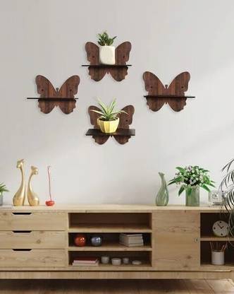 AuraZen Designer Wall Mount MDF Wooden Wall Shelf for Living Room & Bedroom MDF (Medium Density Fiber) Wall Shelf