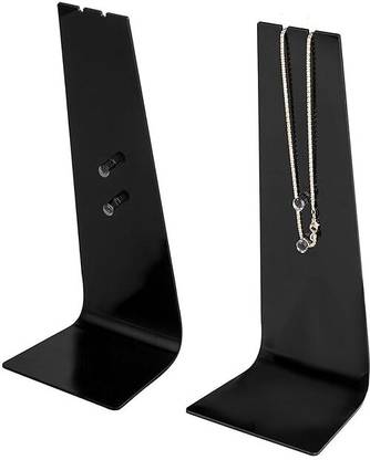 Indian Decor 21332 Modern Black Metal Necklace Display Stand Wooden Wall Shelf