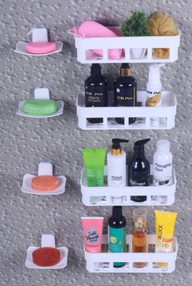 Qrex Bathroom Product Stand And Round Soap Holder Plastic Plastic Wall Shelf