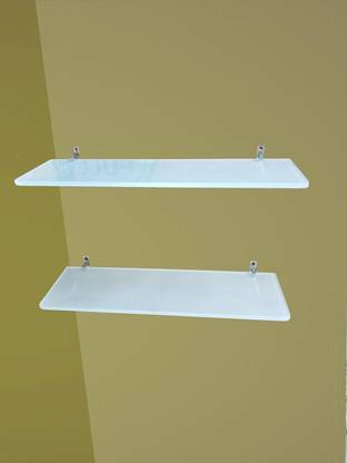JKMIRAR Square Tempered Glass Shelf for Mount Accessories with Fitted Brackets 18"X6 Glass Wall Shelf