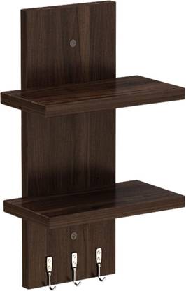 Flux flux Wooden Wall Shelves for Living Room Home Decor Items With Hook Particle Board Wall Shelf