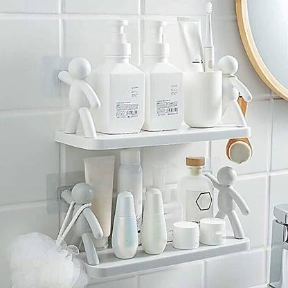 SJK Self Adhesive Multi-Purpose Wall Hanging Humanoid floating Shelf 1.2666 Plastic Wall Shelf