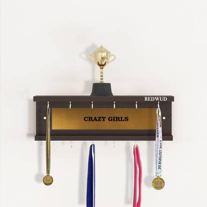 REDWUD Medal And Trophy Holder Medals Diplay Shelf Particle Board Wall Shelf