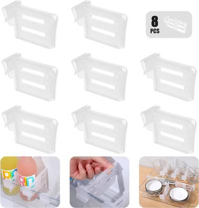 Stylex Store Plastic 8 Pcs Refrigerator Drawer Adjustable Fridge Divider Storage Clips Fridge Door Shelf