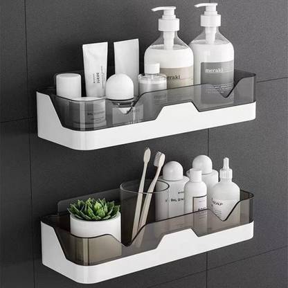 LILA ENTERPRISE Bathroom/Kitchen Plastic Storage Rack Basket Plastic Wall Shelf