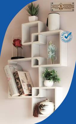 webshoppee Book Shelf for The Study Room (white)(Set of 4) for Keeping Books MDF (Medium Density Fiber) Wall Shelf