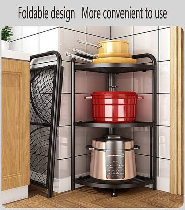 Gami Store Iron Shelf for Storage Metal Shelving Unit Adjustable Corner Rack Heavy Duty Iron Wall Shelf