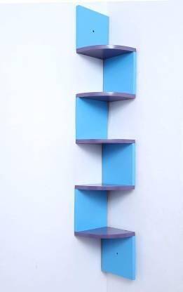 OnlineCraft 11 WALA ZIGZAK ( PURPLE +SKY ) Wooden Wall Shelf