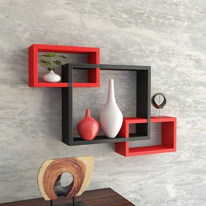 MDSWool Rectangular Intersecting Floating Wall Shelves for Storage & Display MDF (Medium Density Fiber) Wall Shelf