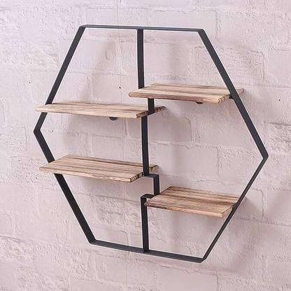 Indian Decor 29984 Wall Shelf Creative Hanging Wrought Iron Bookshelf Rack Iron Wall Shelf