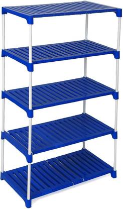 Dhani Creations 5-Tier Multipurpose Storage Rack Portable & Space Saving, Easy to Assemble Plastic, Steel Wall Shelf
