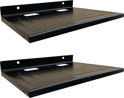 ShelfKing Wall Mount Set Top Box Stand /WiFi Router Box Stand, Color - Black, Pack Of 02 Iron Wall Shelf