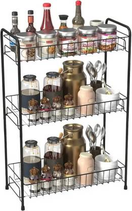 GLOCY 3-Tier Kitchen Shelf|Multipurpose Storage Organizer for Kitchen&Home|Spice Rack| Steel Wall Shelf