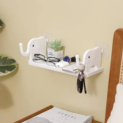 HEYMAK Pack of 1 Plastic Kitchen Bathroom Entryway Elephant shape Storage Rack Stand Plastic Wall Shelf