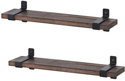 Indian Decor 28233 Rustic Wood Floating Shelves Industrial Wall Mounted Shelving Iron Wall Shelf
