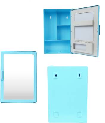Epraiser SMALL MINI BATHROOM RACK SHELF STORAGE BOX WITH MIRROR WALL DECOR Plastic Wall Shelf