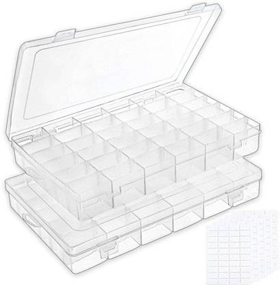 Webdealz 36 Grid Box for Jewelry/Makeup/Cosmetic/Earring/Medicine/Pills etc X2.10 Ideal for storing & organizing Jewellery,accessories,Arts & Crafts,Make-up etc. Vanity Box