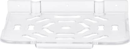 Ridamic Fancy Set Top Box Stand, Wifi Stand with Remote Holder , Wall Mounted Set Top Box Holder ( White ) Steel Wall Shelf