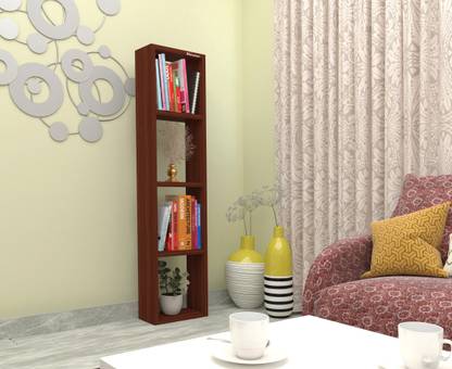 mahaakaay Royal Free Standing Wall Mounted Bookcase Display Rack Classic walnut Particle Board Wall Shelf