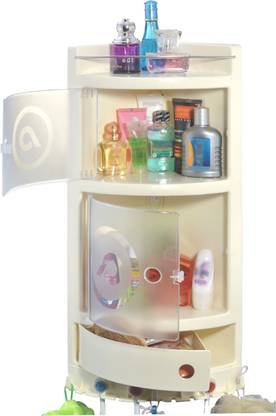 FlowMaster Bathroom Corner Cabinet Plastic Wall Shelf
