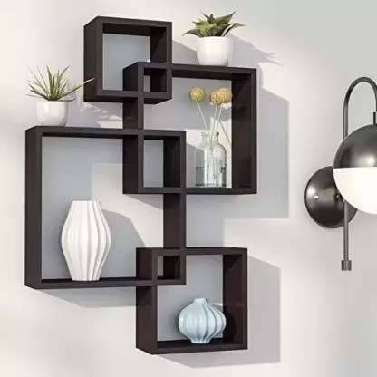 webshoppee Book Shelf for The Study Room (black)(Set of 4) for Keeping Books MDF (Medium Density Fiber) Wall Shelf