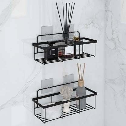 Plantex Self-Adhesive Bathroom Rack/Wall Shelves/Storage Rack Organizer for Kitchen Steel Wall Shelf