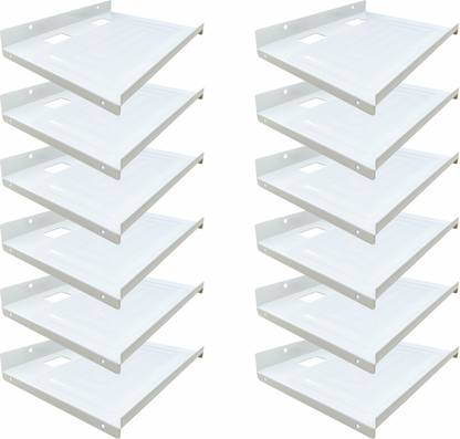 ShelfKing Wall Mount Set Top Box Stand For TV, Setup Box Holder, Color - White, Pack of 12 Iron Wall Shelf