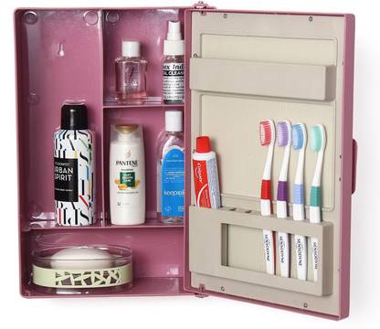 Zahab Bathroom Storage Cabinet With Mirror Basin Cabinet 10 x 12 inch Magenta Plastic Wall Shelf