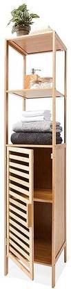 anko 5 Tier Slatted Bamboo Tall Shelf Wooden Wall Shelf