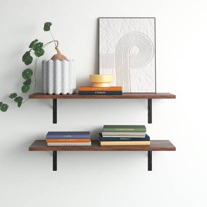 SICOQ Floating Wall Shelves Set Of 2 Wooden Wall Shelf