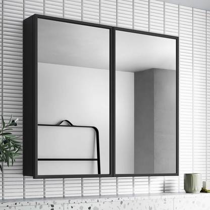 Plantex Bathroom Mirror Cabinet/Heavy-Duty Steel Bathroom Storage Organizer (18x18 Inch) Steel Wall Shelf