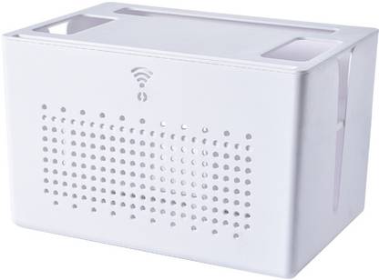 HASTHIP Double Layer Router Stand Cable Organizer Box Wireless Router Storage Box Router Plastic Wall Shelf