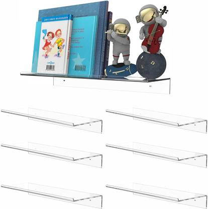 EHKO Clear Acrylic Floating Shelves Set of 6 for Lego Sets Collectibles Bookshelf Acrylic Wall Shelf