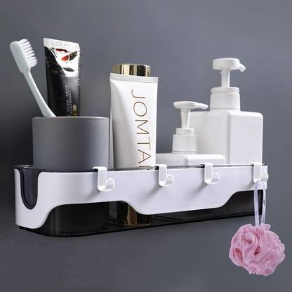 XBEY Multipurpose Kitchen Bathroom Shelf Wall Holder Storage Rack Plastic Wall Shelf