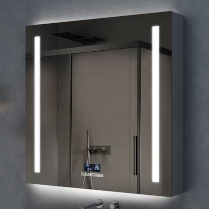 Impulse by Plantex LED Mirror Cabinet for Bathroom/Digital Clock Display/Tripple Door Cabinet- Stainless Steel Wall Shelf