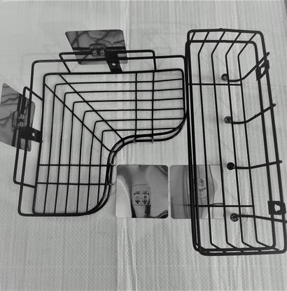 M Y COR + 4 HOOK Stainless Steel Wall Shelf