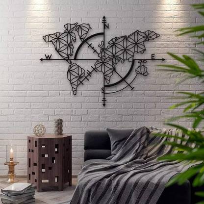 Wrinkle Iron Wall Hanging & Mounted Sculpture Compass Yantra Wall Art for Home Decor Iron Wall Shelf