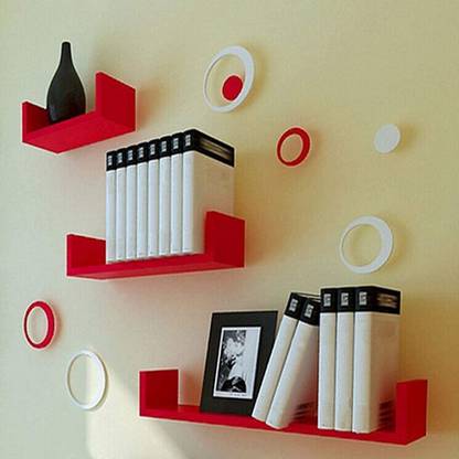 TFS Hanging Floating Wall Mount U Shape Wall Shelf for Home/Living Room Decoration MDF (Medium Density Fiber) Wall Shelf