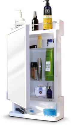 Flipkart SmartBuy Rich Look Bathroom Cabinet, Strong Plastic Bathroom Shelves, Mirror Plastic Wall Shelf