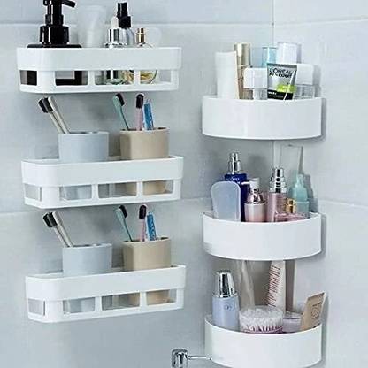 DAITORY Kitchen Bathroom Wall Shelves 3 Bathroom Wall Shelves,3 Bathroom Triangle Corner Plastic Wall Shelf