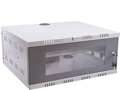 bectro 1U CCTV Cabinet Box/DVR Rack Wall Mount with Lock/Server Rack with Power Socket Iron Wall Shelf
