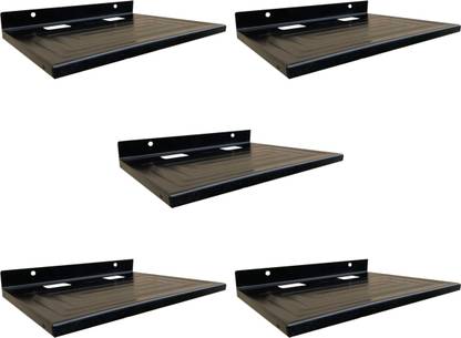 DeskFlex Wall Mount Black Colored Set Top Box Stand For TV, Pack Of 5 Iron Wall Shelf