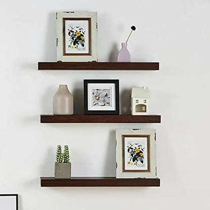 MTANK Floating Shelves Black, Wall Shelves for Bedroom, Bathroom, Living Room,Set of 3 Wooden Wall Shelf
